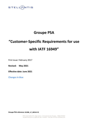 Groupe PSA Customer-Specific Requirements For Use With IATF 16949