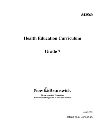 Health Education Curriculum Grade 7 - Gnb.ca