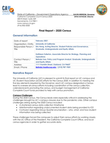 Final Report - 2020 Census General Information - California