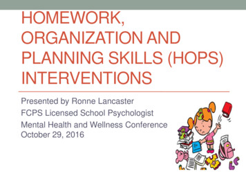 Homework, Organization And Planning Skills (HOPS .