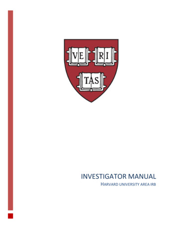 INVESTIGATOR MANUAL - Harvard University