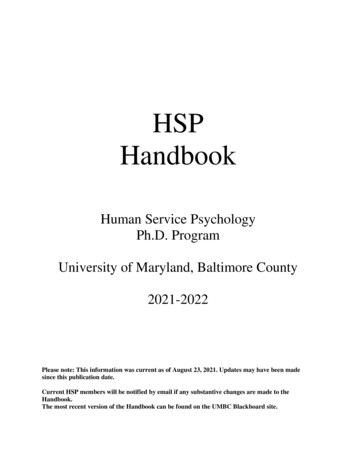 HSP Handbook - Psychology.umbc.edu