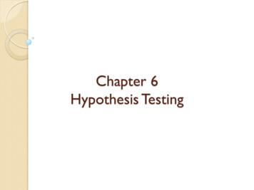 Chapter 6 Hypothesis Testing
