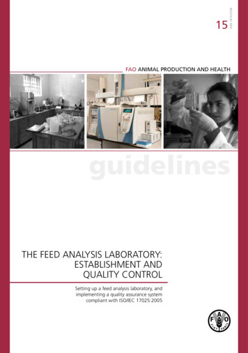 The Feed Analysis Laboratory: Establishment And Quality Control .
