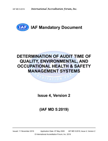 IAF Mandatory Document DETERMINATION OF AUDIT TIME OF QUALITY .