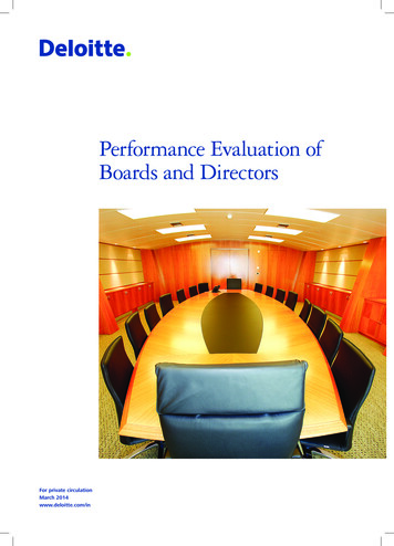 Performance Evaluation Of Boards And Directors - Deloitte