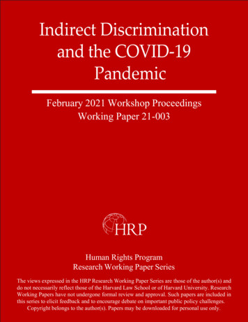 Indirect Discrimination And The COVID-19 Pandemic