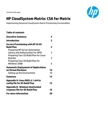 HP CloudSystem Matrix: CSA For Matrix