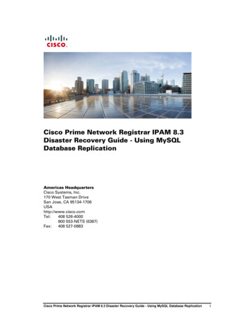 Cisco Prime Network Registrar IPAM 8.3 Disaster Recovery Guide - Using .