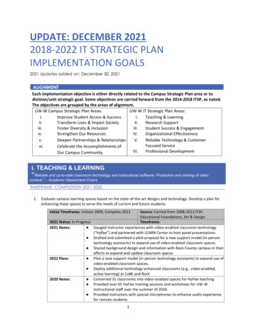 Update: December 2021 2018-2022 It Strategic Plan Implementation Goals