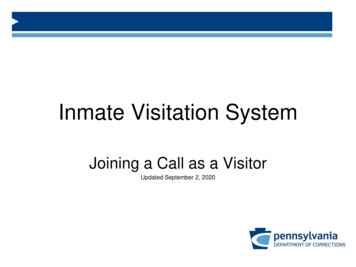 Inmate Visitation System - Pennsylvania Department Of .