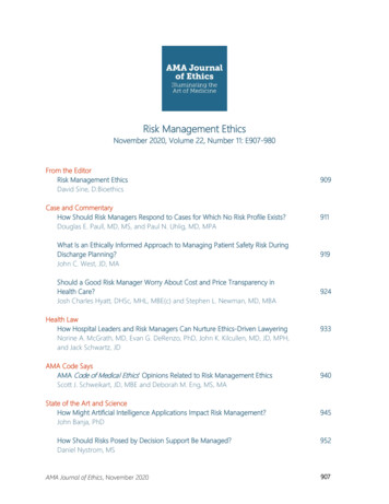 Risk Management Ethics - AMA Journal Of Ethics
