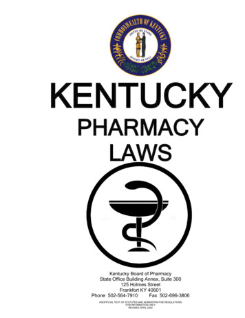 Kentucky Pharmacy Lawbook - Kentucky Board Of Pharmacy 