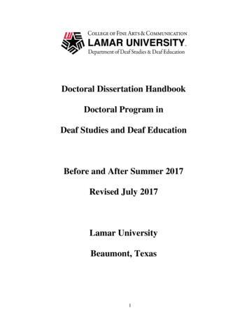 Doctoral Dissertation Handbook Doctoral Program In Deaf . - Lamar.edu