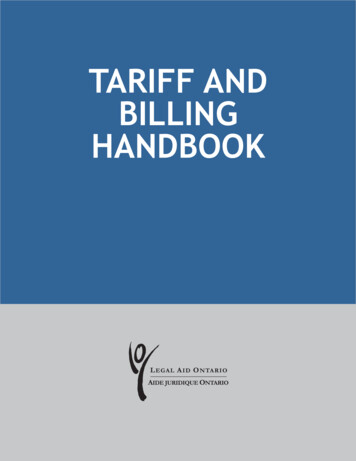 Tariff And Billing Handbook - Legal Aid Ontario
