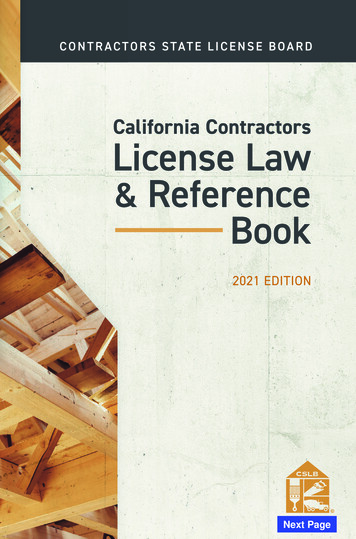 CALIFORNIA CONTRACTORS LICENSE LAW & REFERENCE 