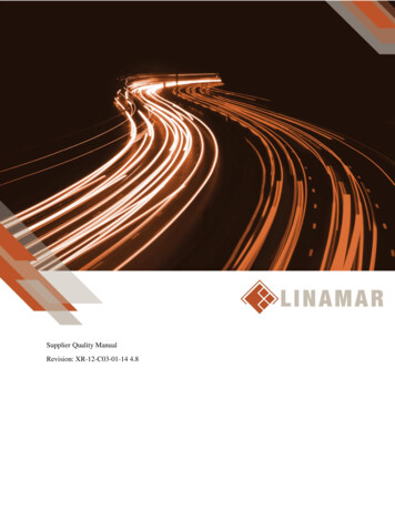 Supplier Quality Manual Revision: XR-12-C03-01-14 4 - Linamar