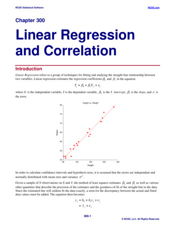 Linear Regression And Correlation - NCSS