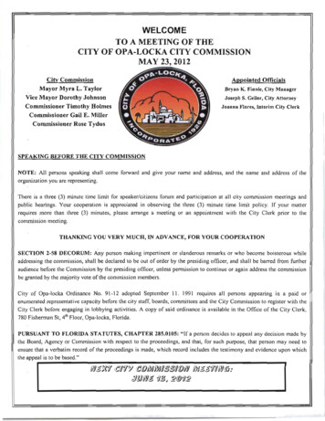 WELCOME TO A MEETING OF THE CITY OF OPA-LOCKA CITY .