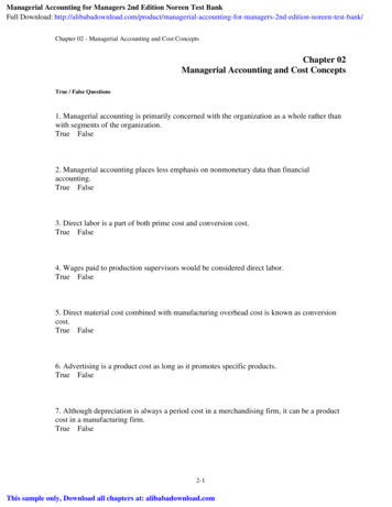Chapter 02 Managerial Accounting And Cost Concepts
