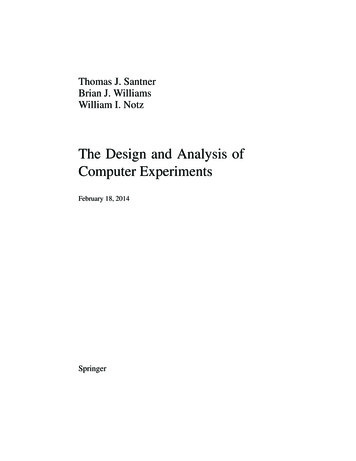 The Design And Analysis Of Computer Experiments