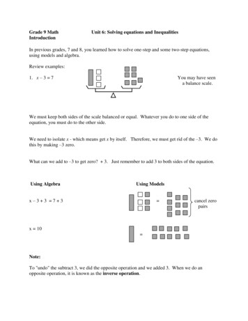 Grade 9 Math Unit 6: Solving Equations And . - Weebly