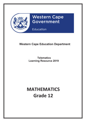 MATHEMATICS Grade 12 - Western Cape