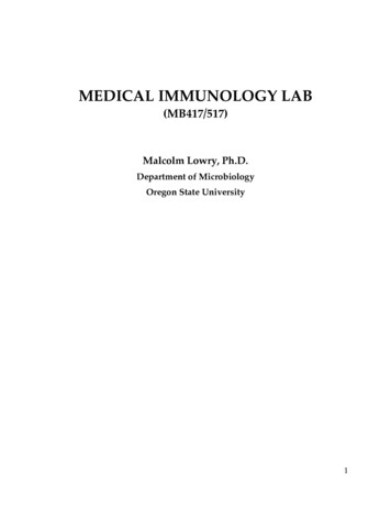 MEDICAL IMMUNOLOGY LAB - Department Of Microbiology