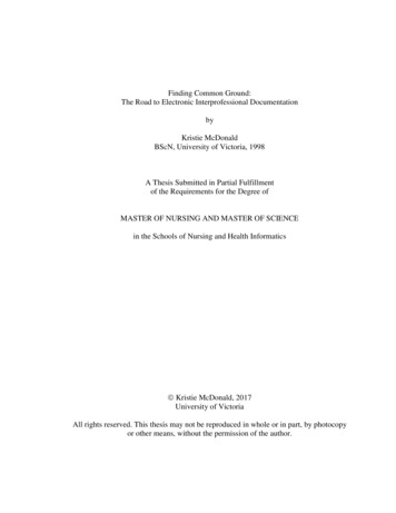 Finding Common Ground: A Thesis Submitted In Partial Fulfillment Of The .