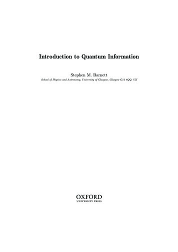 IntroductiontoQuantumInformation - University Of Glasgow