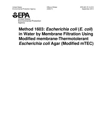 Method 1603: Escherichia Coli (E. Coli) In Water By Membrane Filtration .