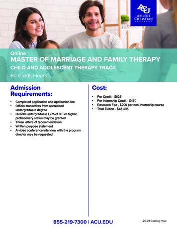 Online MASTER OF MARRIAGE AND FAMILY THERAPY