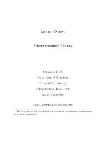 Microeconomic Theory - Texas A&M University