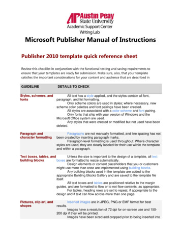Microsoft Publisher Manual Of Instructions - Weebly