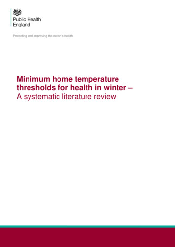 Minimum Temperature Threshold For Homes In Winter - GOV.UK