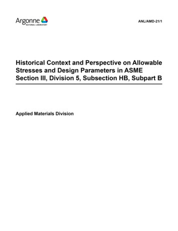 Historical Context And Perspective On Allowable Stresses .
