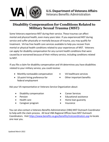 Disability Compensation For Conditions Related To Military Sexual .