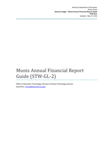 Munis Annual Financial Report Guide STW GL 2 - Kentucky