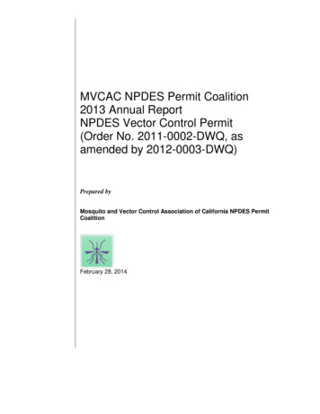MVCAC NPDES Permit Coalition 2013 Annual Report NPDES Vector Control .