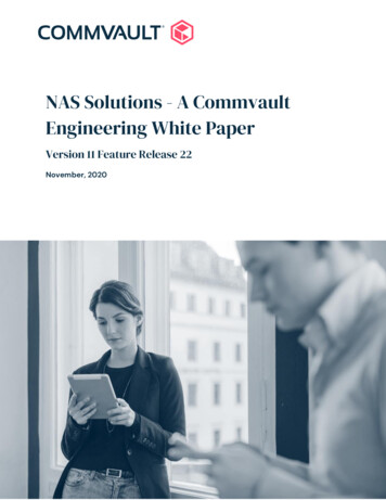 NAS Solutions - A Commvault Engineering White Paper