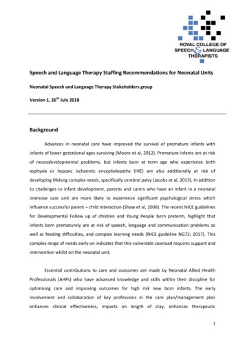 Speech And Language Therapy Staffing Recommendations For . - RCSLT
