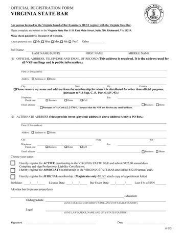 Official Registration Form Virginia State Bar