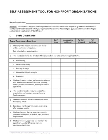 Self-assessment Tool For Nonprofit Organizations