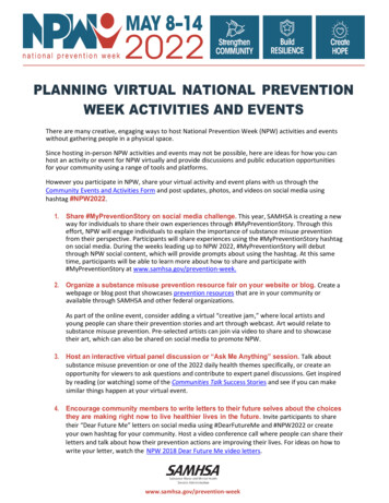 Planning Virtual National Prevention Week Activities And Events