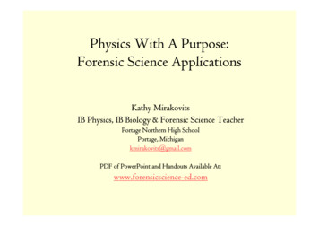 Physics With A Purpose: Forensic Science Applications