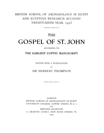 THE GOSPEL OF ST. JOHN - The Coptic Orthodox Church