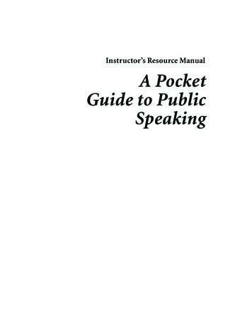 A Pocket Guide To Public Speaking 2e Instructor's 