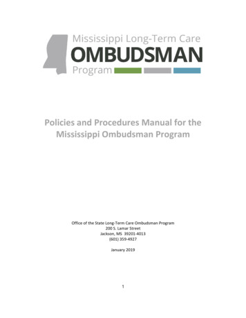 And Procedures Manual For The Mississippi Ombudsman