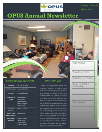 Volume 1, Issue 10 Winter 2015 OPUS Annual Newsletter