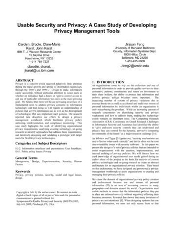 Usable Security And Privacy: A Case Study Of Developing Privacy .
